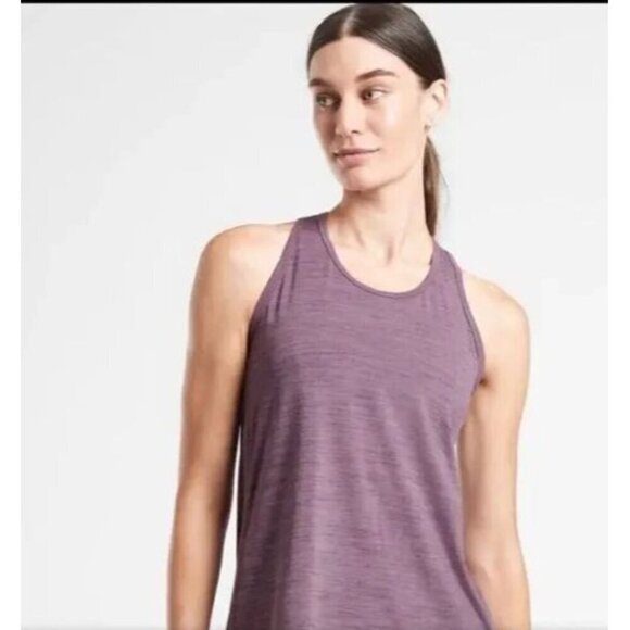 Athleta ESSENCE SPACEDYE TIE BACK TANK Agate Volcanic Violet Bow Racerback L - Picture 2 of 9